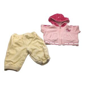 Lot of 2 Rocawear Baby Girl 0-6M Pink Sweat Jacket & Yellow Pants Cotton Stars